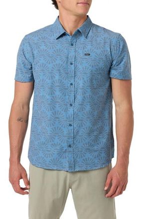 O'Neill UPF Slub Standard Short Sleeve Performance Button-Up Shirt in Captains Blue at Nordstrom, Size Xx-Large