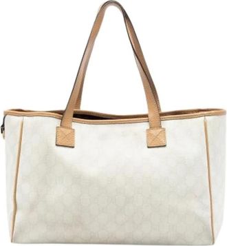 Gucci Pre-owned Canvas Tote Bag - Dames - Vintage Shopper - Wit - ONE Size - Vintage