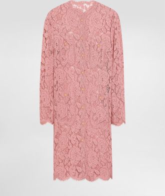 Dolce & Gabbana Dg Logo Floral Cordonnet Lace Coat - Woman Coats And Jackets Multicolor 36