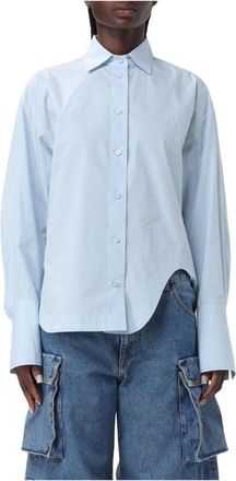 The Attico Dames, Blouses & Shirts, Blauw, Maat: XS Katoen