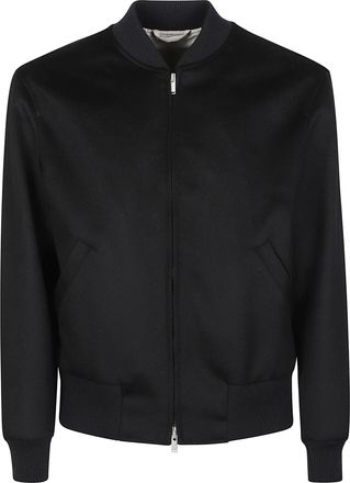 Lardini Black Minimalist Virgin Wool Bomber Jacket