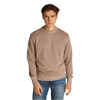 Calvin Klein Heren Puff Print Katoenmix Sweatshirt met Opdruk (Taupe Grijs)