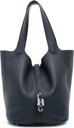 Hermès Borsa a mano Picotin Lock 22 in pelle Clemence 2011 - Grigio