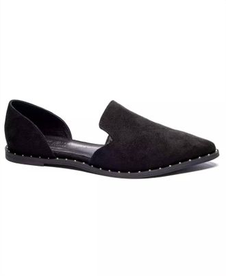 Chinese Laundry Womens Emy Pointed Toe Dorsay Flats In Black Fine Suede