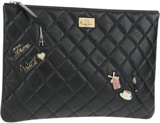 Chanel Pre-owned Clutches, female, Black, Size: ONE SIZE Pre-owned Vintage Leather Clutch