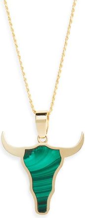 Established Mini Steer Inlay Pendant Necklace in Malachite at Nordstrom