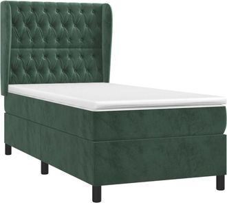 vidaXL Vidaxl - Cama Box Spring Con Colch&oacute;n Terciopelo Verde Oscuro 90x200 Cm