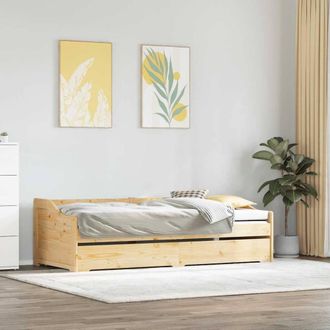 Berkfield Home Stylish Daybed with Trundle without Mattress IRUN 90x200 cm in Natural