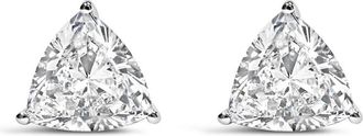 House of Brilliance 14K White Gold 1.0 Cttw Trillion Cut Lab Grown Diamond 3-Prong Classic Solitaire Stud Earrings