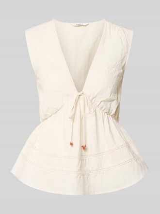 Only Regular Fit Blusentop aus Baumwoll-Viskose-Leinen-Mix Modell NELSA in Offwhite, Gr&ouml;&szlig;e XS