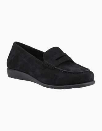 Hush Puppies Womens Shelby Suede Womens Loafers - Black - Size: 6