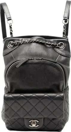 Chanel Pre-owned Leren Rugzak - Dames - Vintage Rugzakken - Zwart - ONE Size - Leer - Vintage
