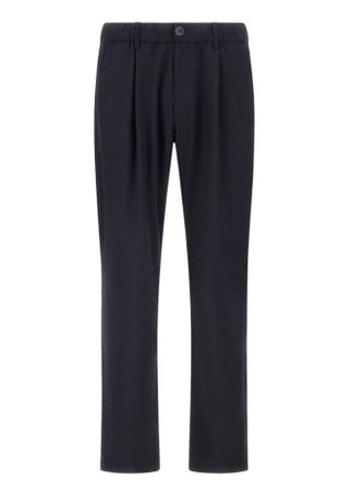 Herno Blue Stretch Cool Wool Trousers