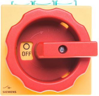 SIEMENS Interruptor Principal/de Emergencia 3p 100a 37kw Ac23a 400v Para Montaje En Panel, Perilla Amarilla-roja, 4 Orificios 3ld2704-0tk53