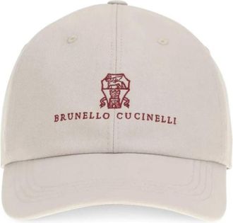 Brunello Cucinelli Cotton Baseball Cap - Heren - Petten - Wit - M - Katoen - Accessoires