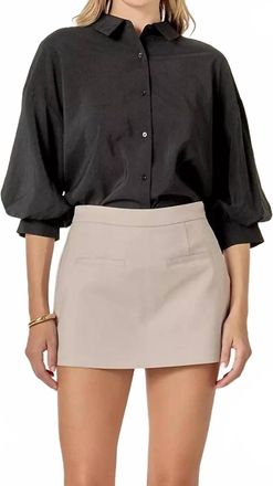 English Factory Balloon Sleeve Shirt In Black