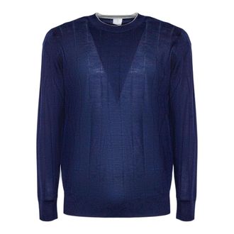 Eleventy Round-neck Knitwear, male, Blue, Size: L Crew-neck Jumper