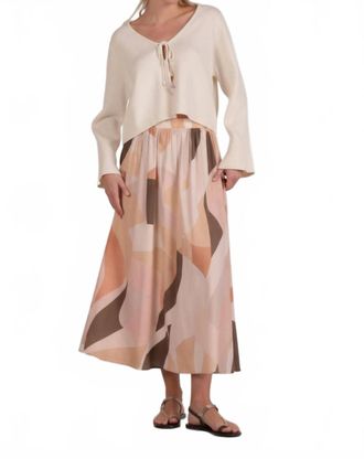 Elan Desert Skies Elastic Waist Midi Skirt In Neutral Prism