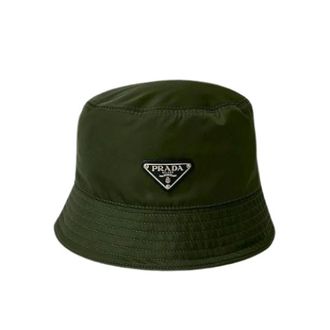 Prada Pre-owned Accessories, female, Green, Size: ONE SIZE Pre-owned Re-Nylon Bucket Hat
