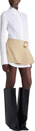 Balmain Short gabardine skirt with belt detail in Beige at Nordstrom, Size 40 Eu