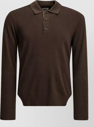Burberry merino wool ribbed long-sleeve polo shirt