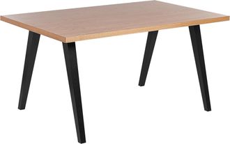 Beliani Beliani - Mesa De Comedor Madera Clara Negro 150 X 90 Cm Tablero Mdf Roble Patas Lenister