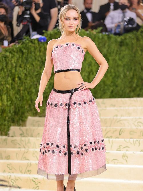 lily rose depp sequin pink crop top