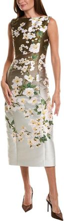 Oscar De La Renta Oscar De La Renta Sleeveless Jacquard Ombre Cherry Silk-Blend Midi Dress
