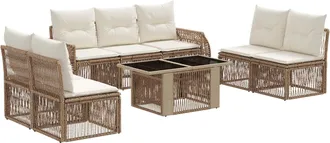 vidaXL Conjunto De Sof&aacute;s De Jard&iacute;n 8 Uds. Beige Y Blanco Crema Vidaxl
