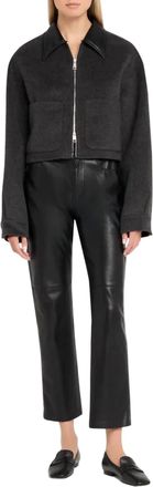 Nanushka Phebe Zip-Up Cropped Jacket In Grey Melange/black