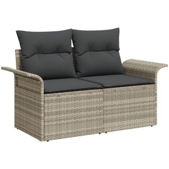 vidaXL Sof&aacute; De Jard&iacute;n Gris Claro 141 X 62 X 69 Cm Rat&aacute;n Sint&eacute;tico Vidaxl