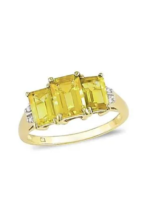 Delmar Triple Citrine Baguette & Diamond Ring in Yellow at Nordstrom Rack, Size 8.5