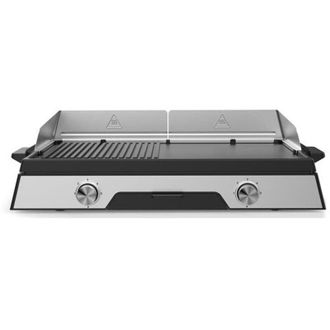 KitchenChef Plancha elettrica 2200w piastra in acciaio inox 52 x 31,5 cm - PLANCHADUO2200 - kitchen chef