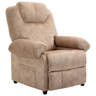 HOMCOM Homcom - Sill&oacute;n Relax Reclinable Manual Tapizado En Terciopelo Acolchado Con Reposapi&eacute;s Retr&aacute;ctil Y Bolsillos Para Sal&oacute;n Oficina Dormitorio 88x91x108 