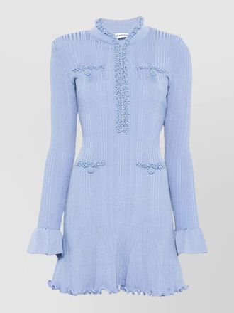Self Portrait knit mini dress pearl trim high neck