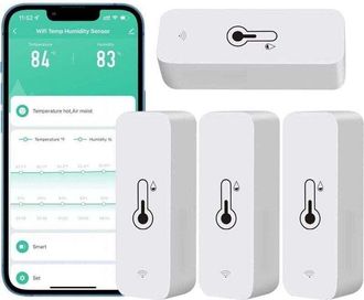 OEM [nunca Usado] Juego De 4 Higr&oacute;metros Wifi Para Uso Dom&eacute;stico, Interior Y Exterior. Sensor Inal&aacute;mbrico De Temperatura Y Humedad Con Alerta Remota Por A