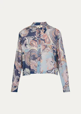 L'agence Cosette Cropped Button-Front Shirt