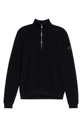 Moncler Cotton & Cashmere Quarter Zip Sweater in Navy at Nordstrom, Size Xx-Large