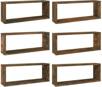 vidaXL Vidaxl - Estantes C&uacute;bicos De Pared 6 Uds Madera Roble Ahumado 60x15x23cm
