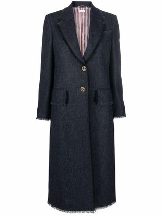 Thom Browne Cappotto monopetto in tweed - Blu