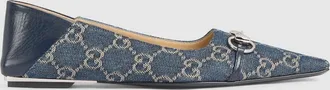 Gucci Womens Vittoria Ballerina, Blue, Fabric