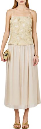 endless rose Floral Pattern Sleeveless Maxi Dress in Beige at Nordstrom, Size X-Small