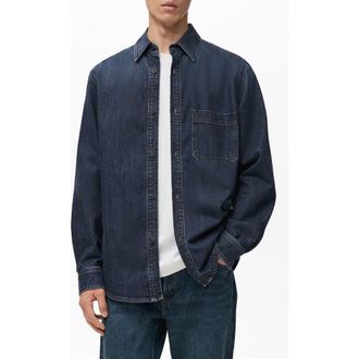 Mango Denim Overshirt in Open Blue at Nordstrom, Size X-Large
