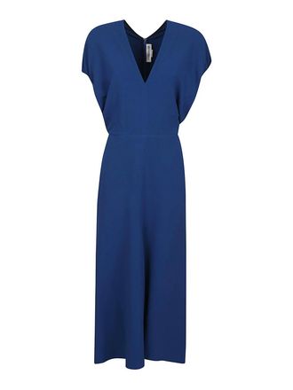 Victoria Beckham Blouson Detail Midi Dress