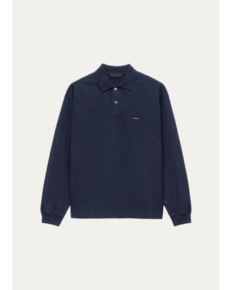 Prada Mens Long-Sleeved Cotton Polo Shirt