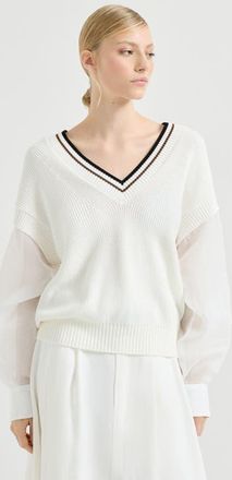 Brunello Cucinelli Cotton sweater in White at Nordstrom, Size 3X-Large Eu