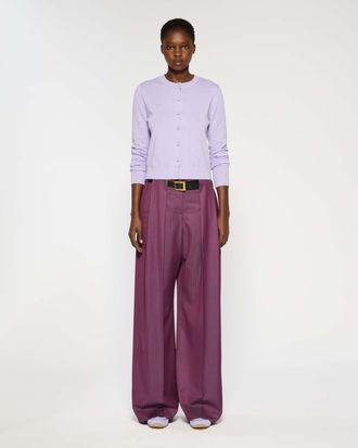 Serena Bute Wool Beltloop Pleated Trouser - Plum