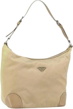 Prada Pre-owned Shoulder Bags, female, Beige, Size: ONE SIZE Pre-owned Vintage Nylon Shoulder Bag
