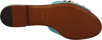 Dolce & Gabbana Womens Blue Crystal Exotic Leather Sandals Viscose