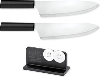 Rada Cutlery 8.5-Inch French Chef Knife Set of 2 & Quick Edge Knife Sharpener